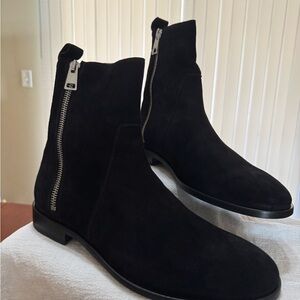 Black Suede Zippered Boots